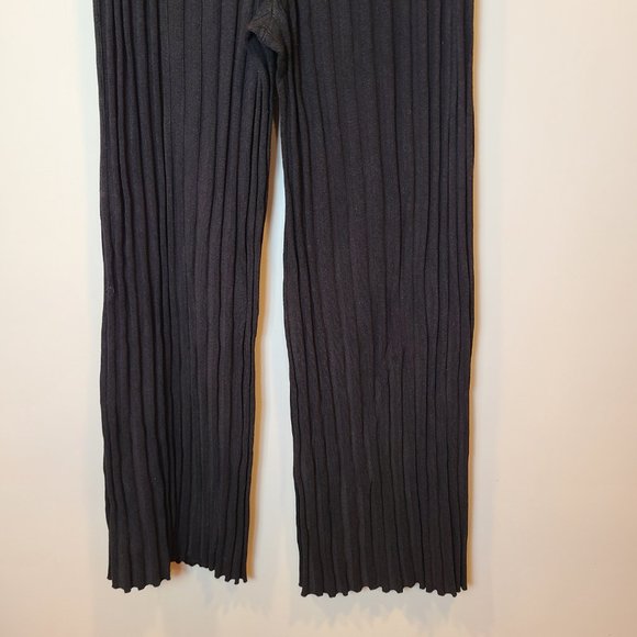 House of Harlow 1960 Pants Knit Ribbed Wide Leg Revolve Womens Medium Black - Picture 6 of 9